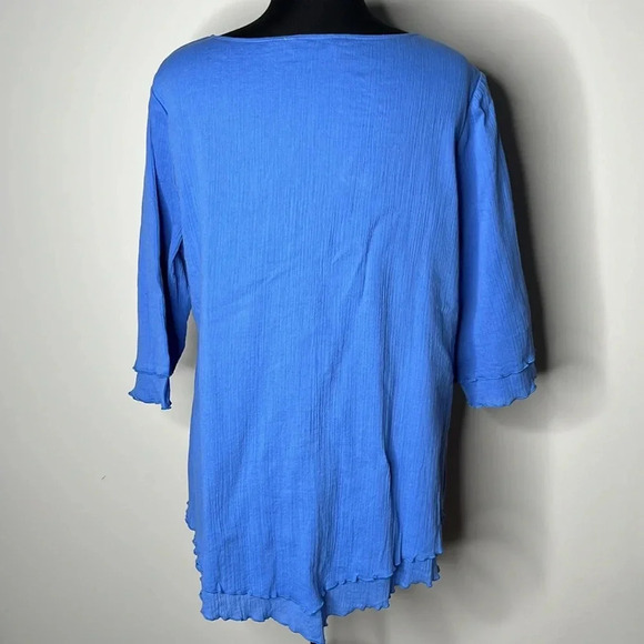 Soft Surroundings Women Gauzy Blue Tiered Blouse Size XL - Picture 2 of 9